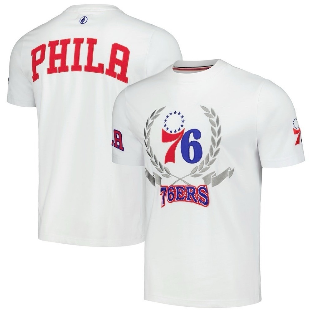 Philadelphia 76ers FISLL Embroidered Heritage Crest NBA T-Shirt - Men's Large